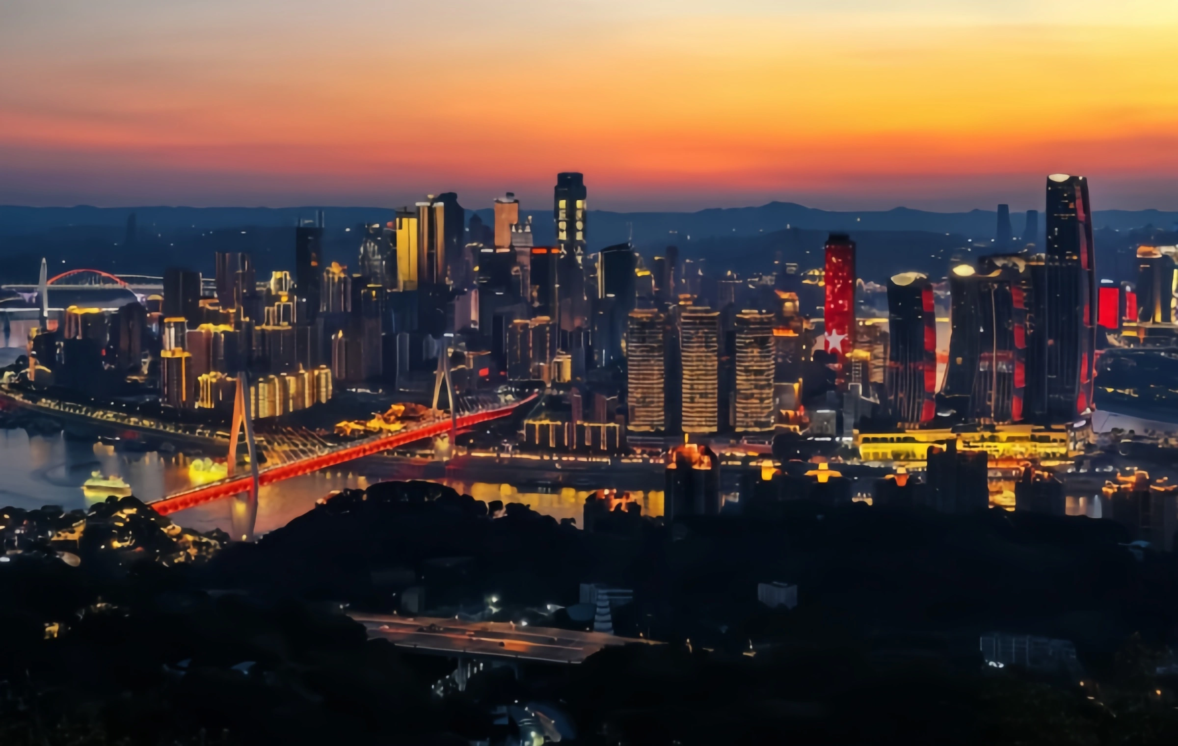 Chongqing Nanshan Scenic المنطقة: ثلاثة حديقة سكاي ديمنستي Suspended in the Urban Sky